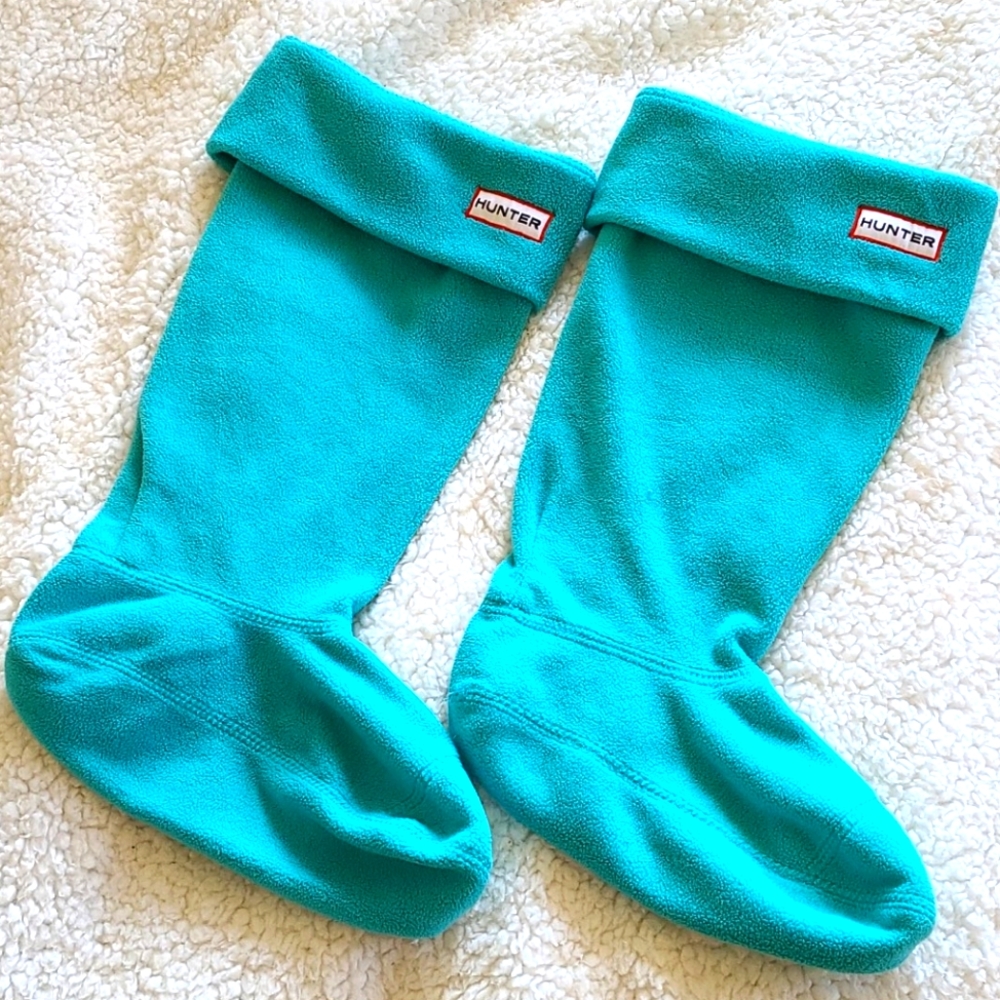 HUNTER Warm Boot Liners Aqua/Turquoise Blue Fleece Medium Shoe 5-7 8 Women Girls